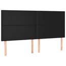sengegavl med LED-lys 180x5x118/128 cm kunstlæder sort