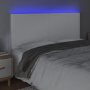 sengegavl med LED-lys 180x5x118/128 cm kunstlæder hvid
