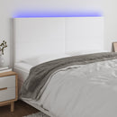sengegavl med LED-lys 180x5x118/128 cm kunstlæder hvid