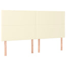 sengegavl med LED-lys 180x5x118/128 cm kunstlæder cremefarvet