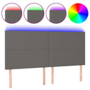 sengegavl med LED-lys 180x5x118/128 cm kunstlæder grå