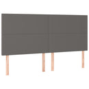 sengegavl med LED-lys 180x5x118/128 cm kunstlæder grå