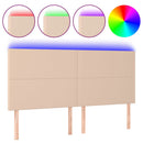 sengegavl med LED-lys 180x5x118/128 cm kunstlæder cappuccino