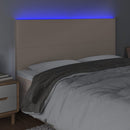 sengegavl med LED-lys 180x5x118/128 cm kunstlæder cappuccino
