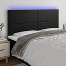 sengegavl med LED-lys 200x5x118/128 cm kunstlæder sort