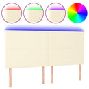 sengegavl med LED-lys 200x5x118/128 cm kunstlæder cremefarvet