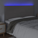 sengegavl med LED-lys 200x5x118/128 cm kunstlæder grå