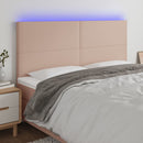 sengegavl med LED-lys 200x5x118/128 cm kunstlæder cappuccino