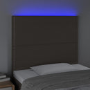 sengegavl med LED-lys 90x5x118/128 cm stof gråbrun