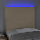 sengegavl med LED-lys 90x5x118/128 cm stof cremefarvet