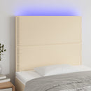 sengegavl med LED-lys 90x5x118/128 cm stof cremefarvet