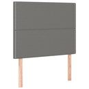 sengegavl med LED-lys 100x5x118/128 cm stof mørkegrå
