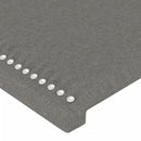 sengegavl med LED-lys 100x5x118/128 cm stof mørkegrå
