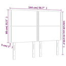 sengegavl med LED-lys 144x5x118/128 cm stof mørkegrå