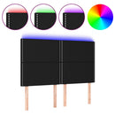 sengegavl med LED-lys 144x5x118/128 cm stof sort