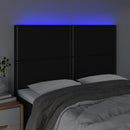 sengegavl med LED-lys 144x5x118/128 cm stof sort