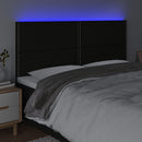 sengegavl med LED-lys 160x5x118/128 cm stof sort
