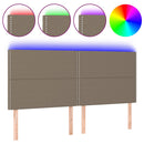 sengegavl med LED-lys 180x5x118/128 cm stof gråbrun
