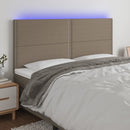 sengegavl med LED-lys 180x5x118/128 cm stof gråbrun