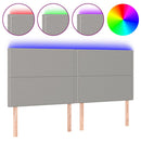 sengegavl med LED-lys 200x5x118/128 cm stof lysegrå