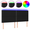 sengegavl med LED-lys 200x5x118/128 cm stof sort