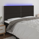 sengegavl med LED-lys 200x5x118/128 cm stof sort
