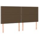 sengegavl med LED-lys 200x5x118/128 cm stof mørkebrun