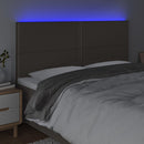 sengegavl med LED-lys 200x5x118/128 cm stof gråbrun