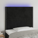 sengegavl med LED-lys 80x5x118/128 cm fløjl sort