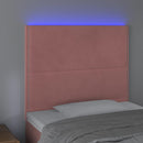 sengegavl med LED-lys 90x5x118/128 cm fløjl lyserød