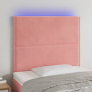 sengegavl med LED-lys 90x5x118/128 cm fløjl lyserød