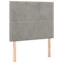sengegavl med LED-lys 100x5x118/128 cm fløjl lysegrå