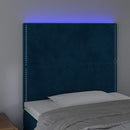 sengegavl med LED-lys 100x5x118/128 cm fløjl mørkeblå