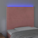 sengegavl med LED-lys 100x5x118/128 cm fløjl lyserød