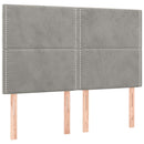 sengegavl med LED-lys 144x5x118/128 cm fløjl lysegrå