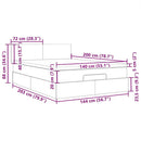 sengegavl med LED-lys 144x5x118/128 cm fløjl lysegrå
