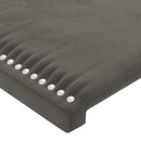 sengegavl med LED-lys 144x5x118/128 cm fløjl mørkegrå