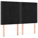 sengegavl med LED-lys 144x5x118/128 cm fløjl sort