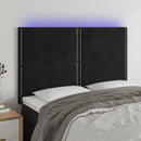 sengegavl med LED-lys 144x5x118/128 cm fløjl sort