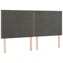 sengegavl med LED-lys 160x5x118/128 cm fløjl mørkegrå