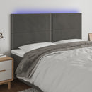 sengegavl med LED-lys 160x5x118/128 cm fløjl mørkegrå