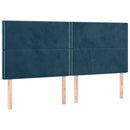 sengegavl med LED-lys 160x5x118/128 cm fløjl mørkeblå