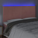sengegavl med LED-lys 160x5x118/128 cm fløjl lyserød