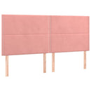 sengegavl med LED-lys 160x5x118/128 cm fløjl lyserød