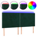 sengegavl med LED-lys 180x5x118/128 cm fløjl mørkegrøn