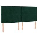 sengegavl med LED-lys 180x5x118/128 cm fløjl mørkegrøn