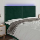 sengegavl med LED-lys 180x5x118/128 cm fløjl mørkegrøn