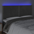 sengegavl med LED-lys 200x5x118/128 cm fløjl mørkegrå