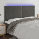 sengegavl med LED-lys 200x5x118/128 cm fløjl mørkegrå