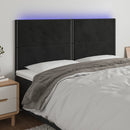 sengegavl med LED-lys 200x5x118/128 cm fløjl sort